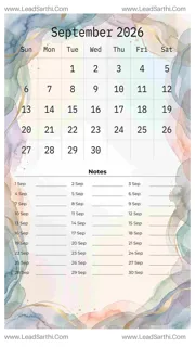 September 2026 Calendar Template 12 Watercolor Theme 154 Design Template
