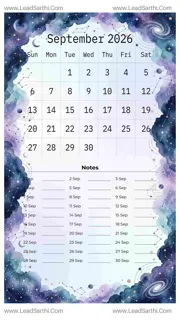 September 2026 Calendar Template 12 Galaxy Theme 46 Design Template