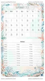 September 2026 Calendar Template 25 Ocean Theme 4 Design Template