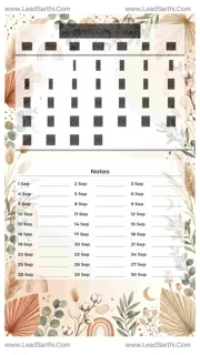September 2026 Calendar Template 4 Botonical Theme 82 Design Template