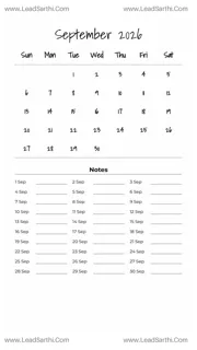 September 2026 Calendar Template 21 White BG 158 Design Template