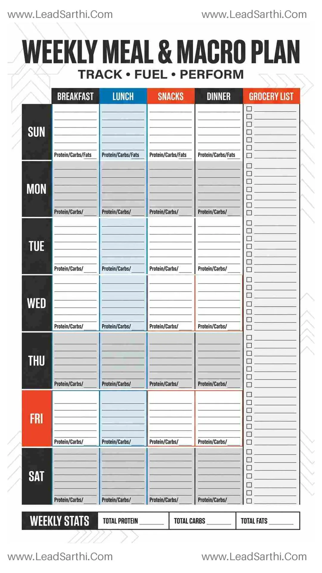 Weekly Meal Planner with Grocery List Printable PDF for Easy Meal Planning Thumbnail