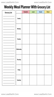 Color-Coded Weekly Meal Planner With Grocery List Printable for Busy Families Design Template