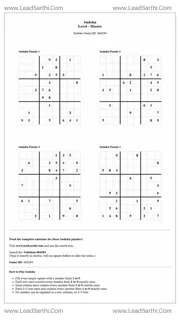 Sudoku Puzzles 4 per Page Master Level pdf [Game ID: 484284] Design Template