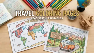 Travel Coloring Pages for Kids & Adults thumbnail