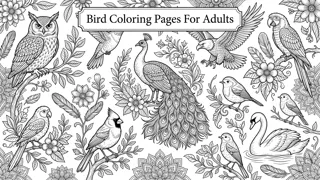 Bird Coloring Pages for Adults PDF thumbnail