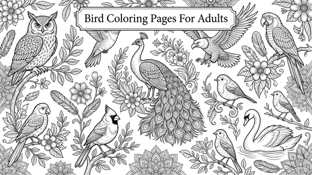 Bird Coloring Pages for Adults PDF Feature Image