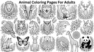 Animal Coloring Pages for Adults PDF | Detailed Wildlife Coloring Sheets thumbnail