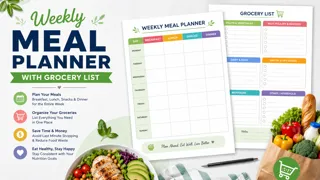 Weekly Meal Planner With Grocery List for Moms Preparing Meal thumbnail