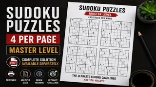 Sudoku Puzzles 4 Per Page Master Level PDF with Answers thumbnail