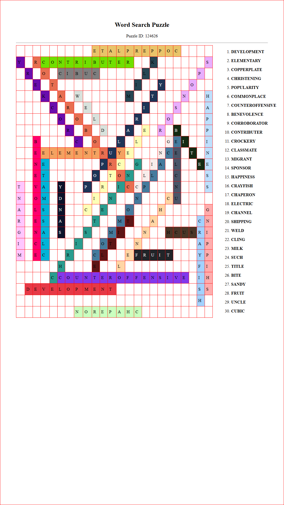 Solution of Printable word search puzzle for adults 394 (Puzzle id: 124626) Document