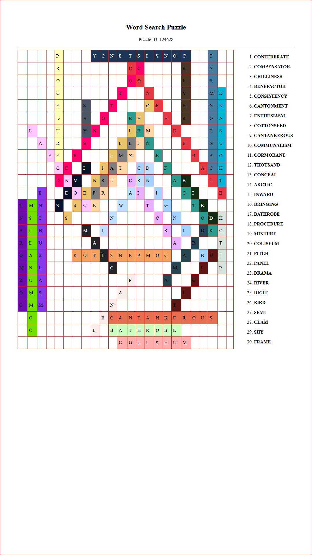 Solution of Printable word search puzzle for adults 389 (Puzzle id: 124628) Document