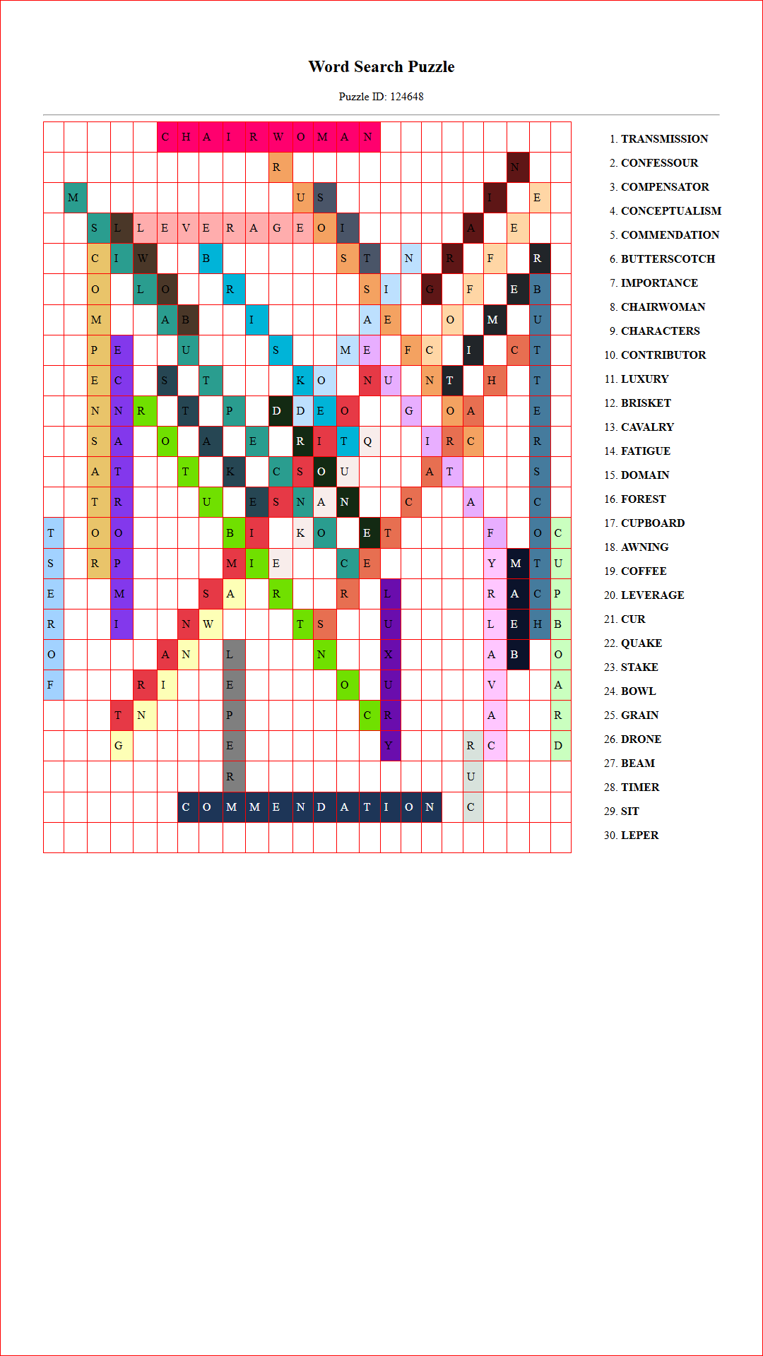 Solution of Printable word search puzzle for adults 416 (Puzzle id: 124648) Document