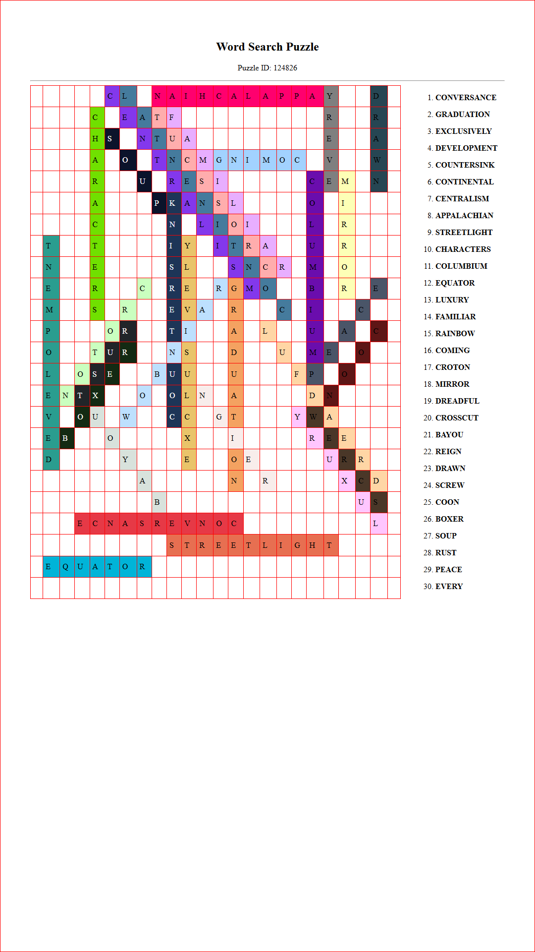 Solution of Printable word search puzzle for adults 172 (Puzzle id: 124826) Document