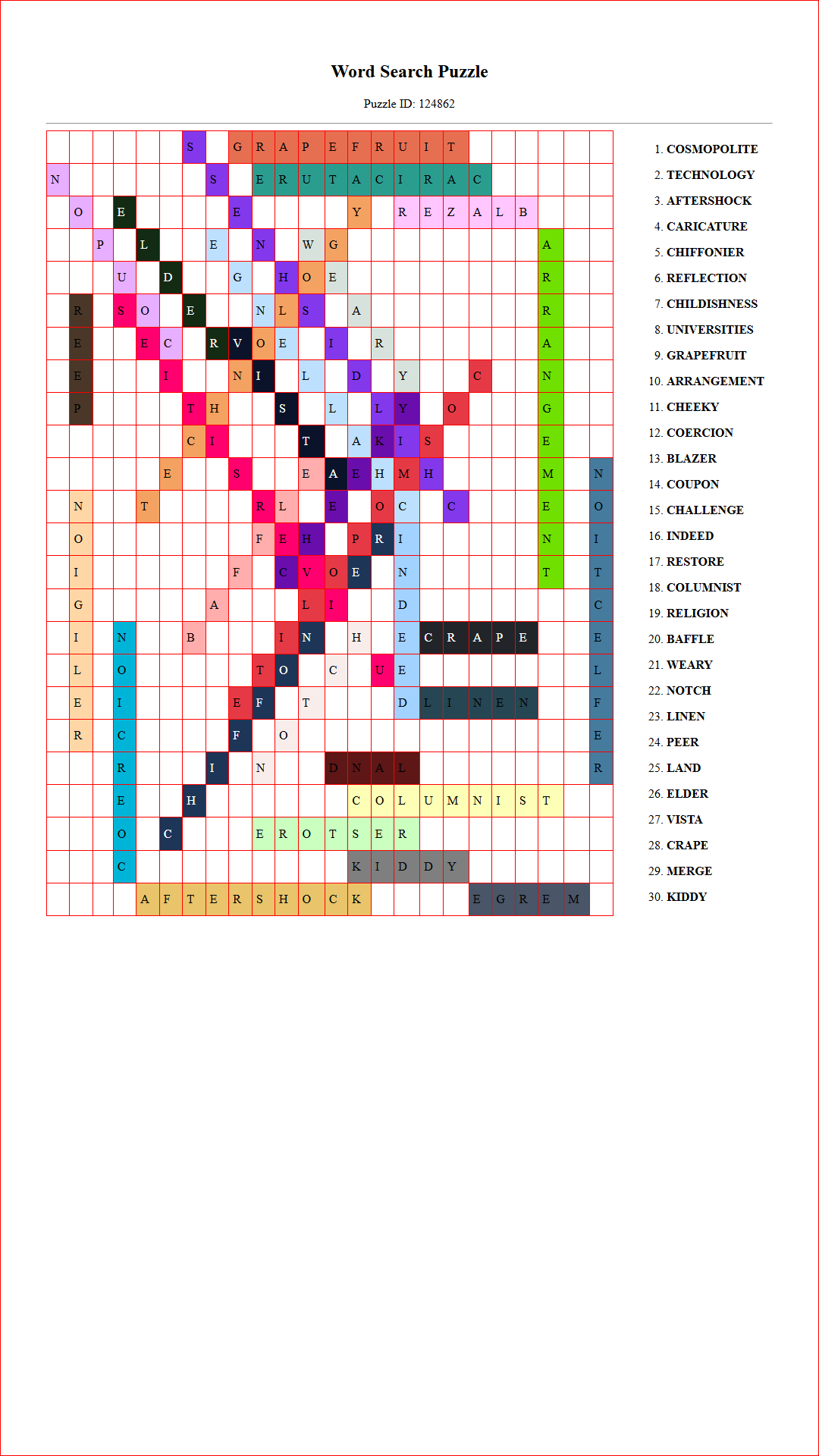Solution of Printable word search puzzle for adults 222 (Puzzle id: 124862) Document