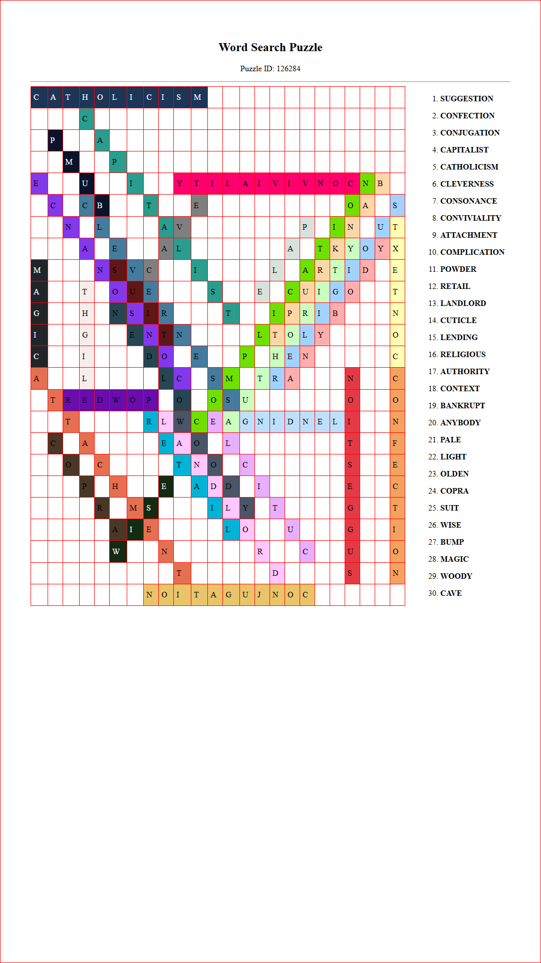 Solution of Printable word search puzzle for adults 159 (Puzzle id: 126284) Document