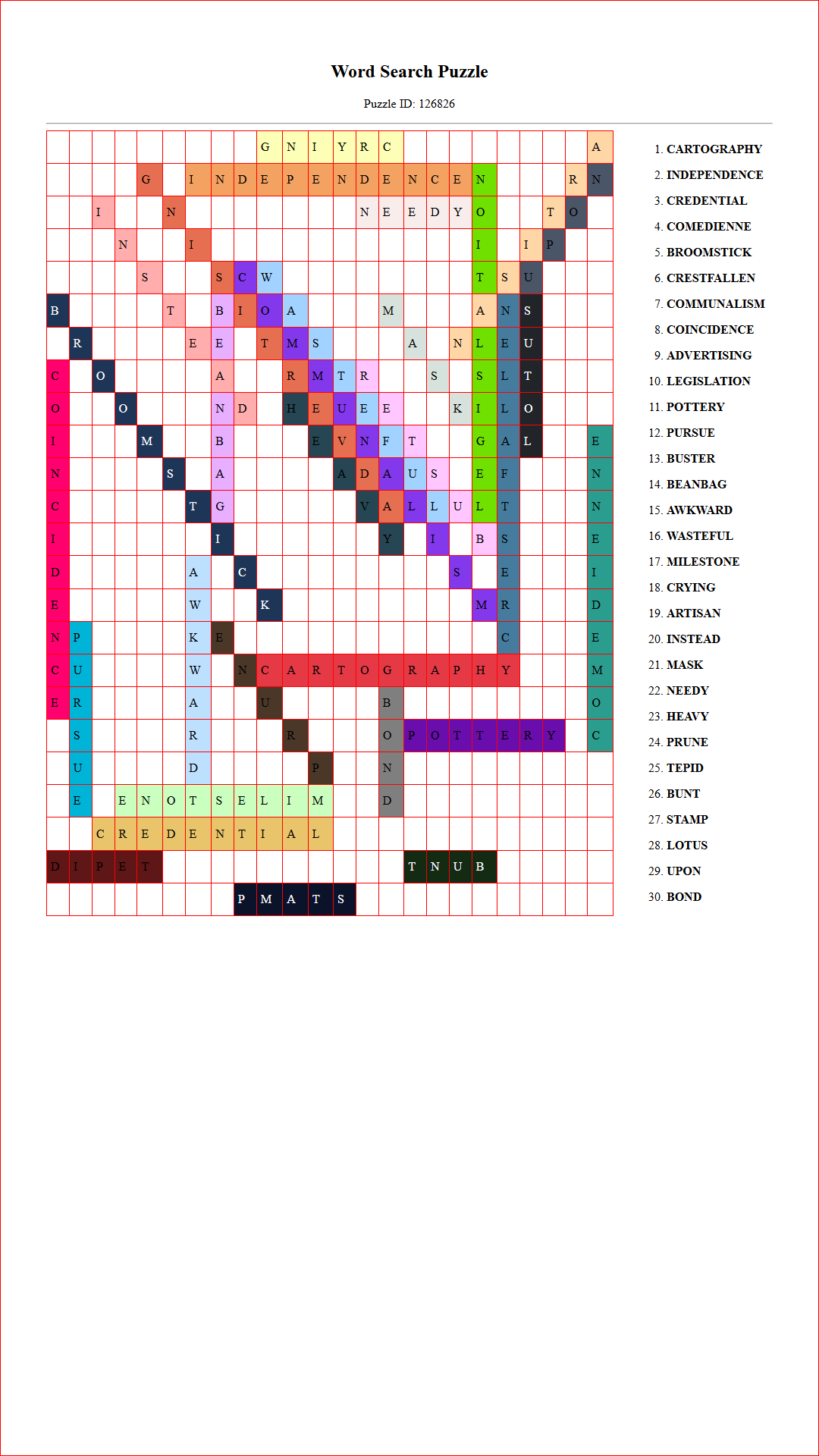 Solution of Printable word search puzzle for adults 435 (Puzzle id: 126826) Document
