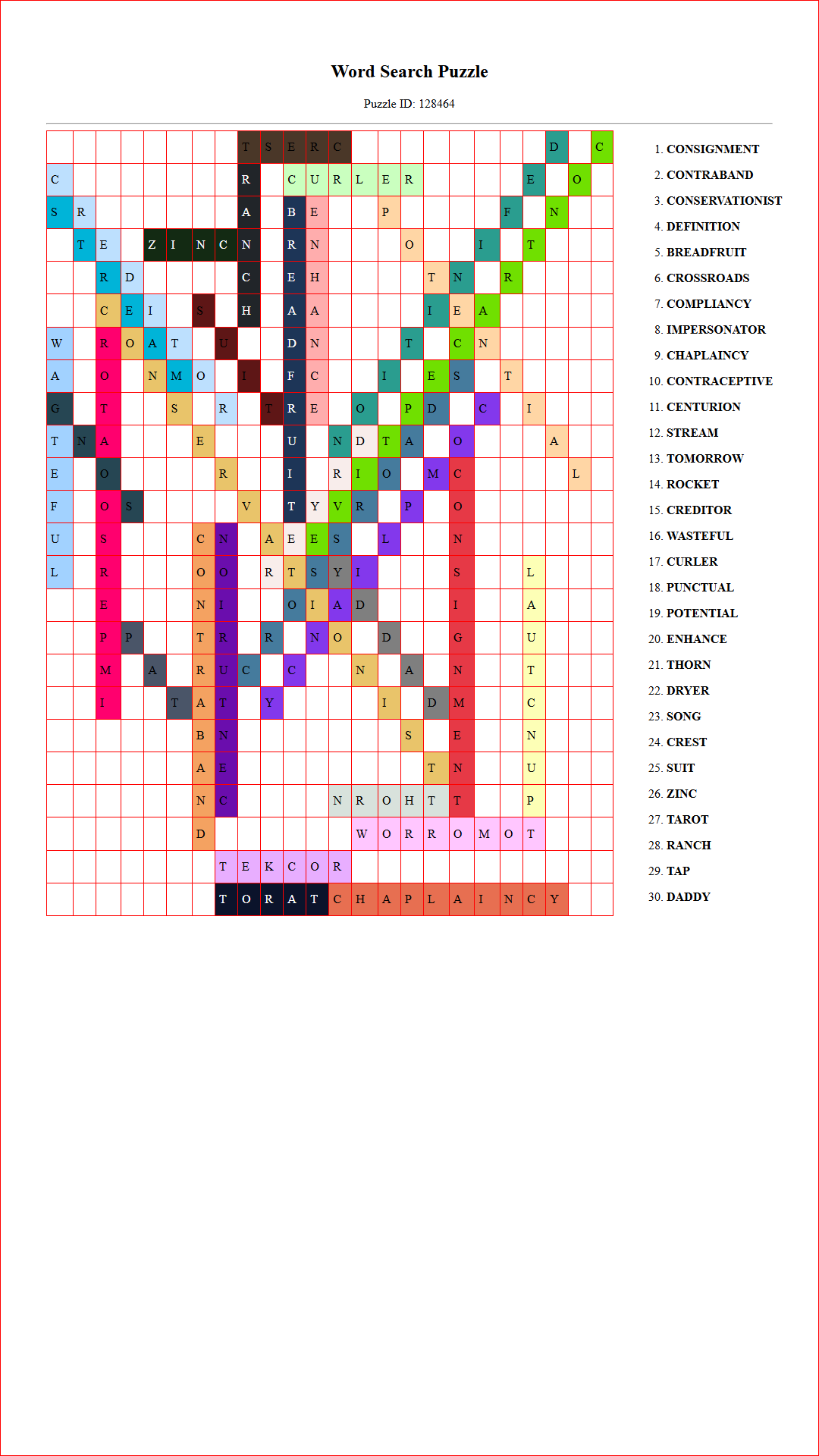 Solution of Printable word search puzzle for adults 301 (Puzzle id: 128464) Document