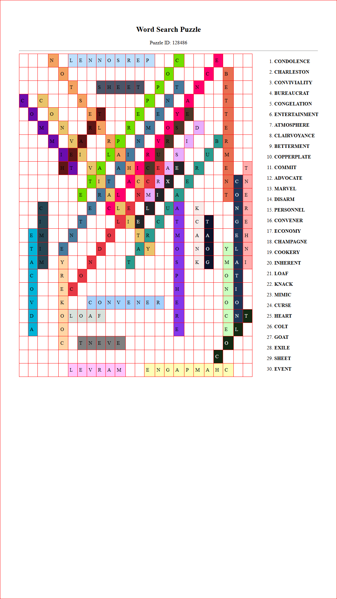 Solution of Printable word search puzzle for adults 63 (Puzzle id: 128486) Document
