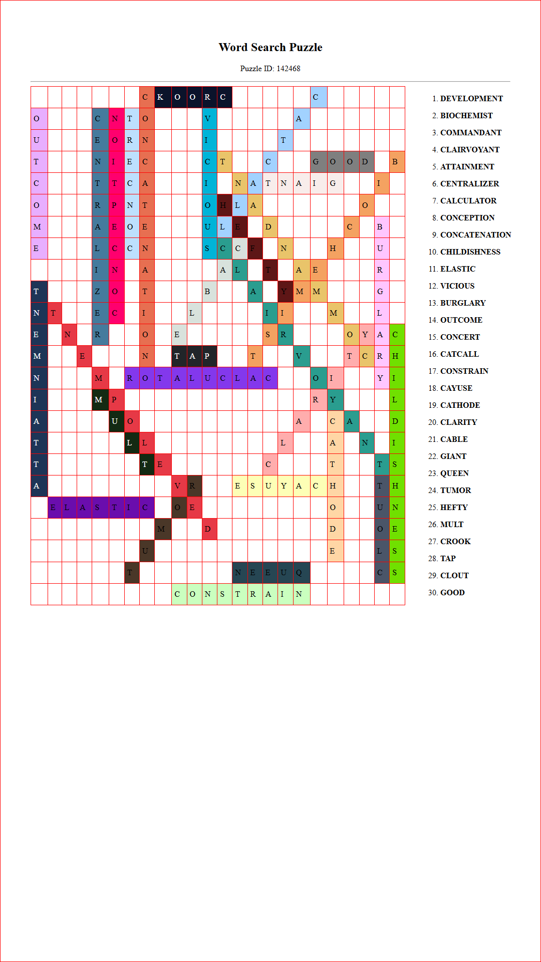 Solution of Printable word search puzzle for adults 333 (Puzzle id: 142468) Document