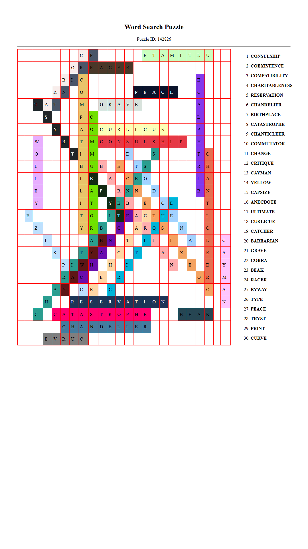 Solution of Printable word search puzzle for adults 51 (Puzzle id: 142826) Document
