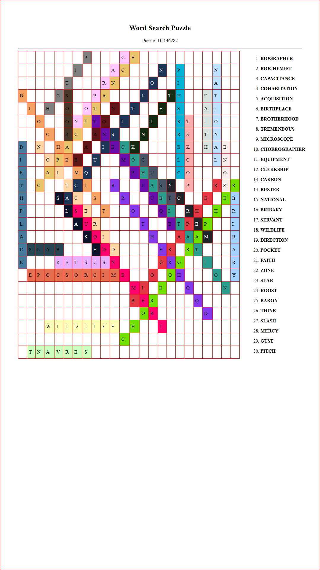 Solution of Printable word search puzzle for adults 224 (Puzzle id: 146282) Document