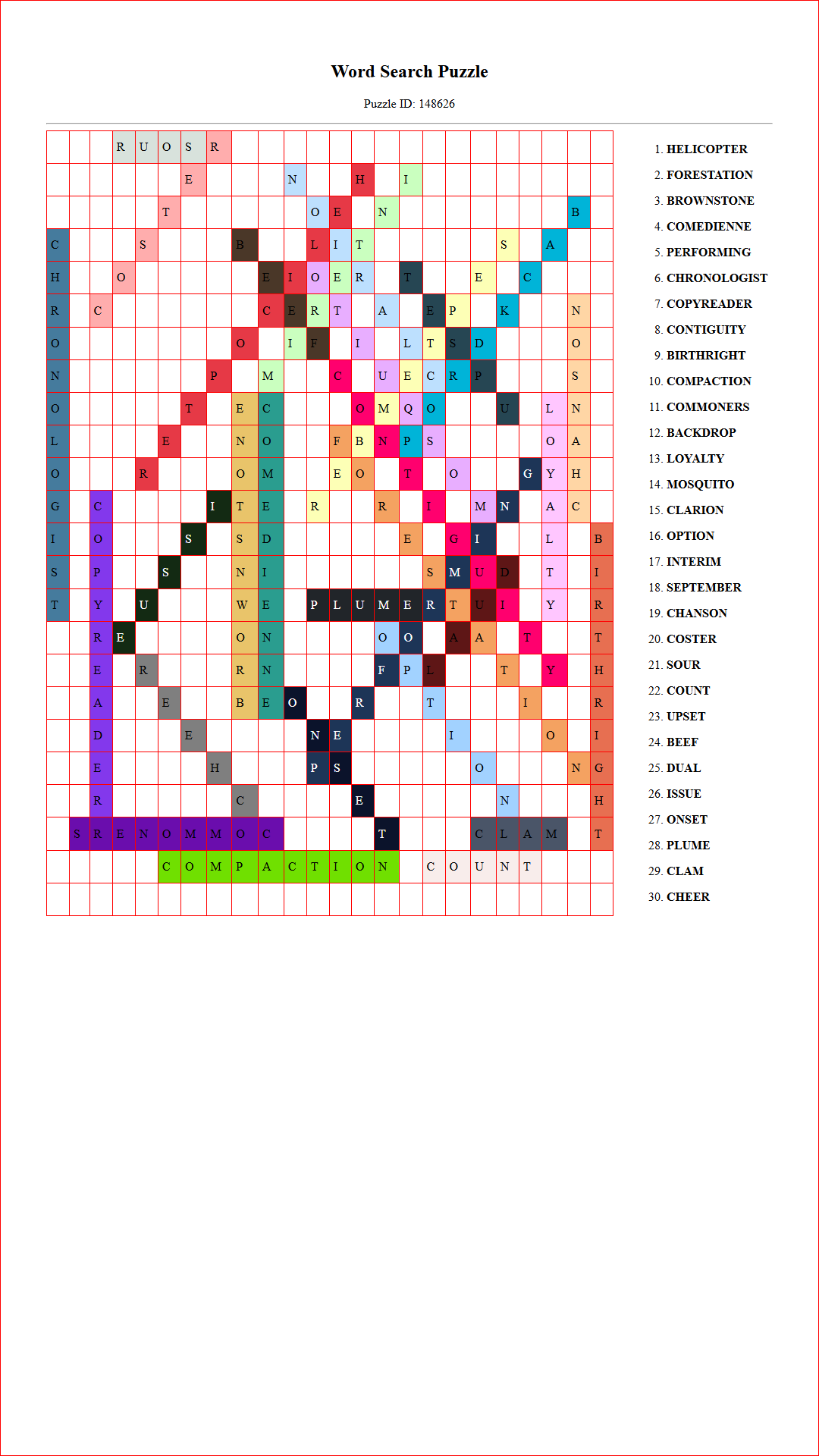 Solution of Printable word search puzzle for adults 16 (Puzzle id: 148626) Document