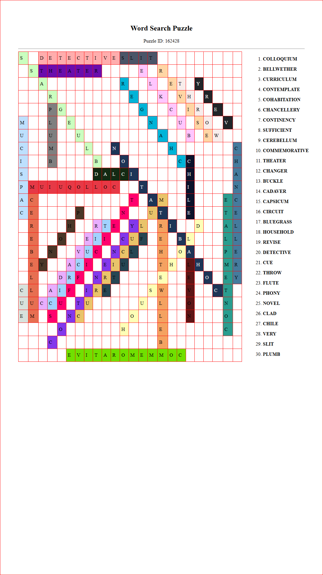 Solution of Printable word search puzzle for adults 177 (Puzzle id: 162428) Document