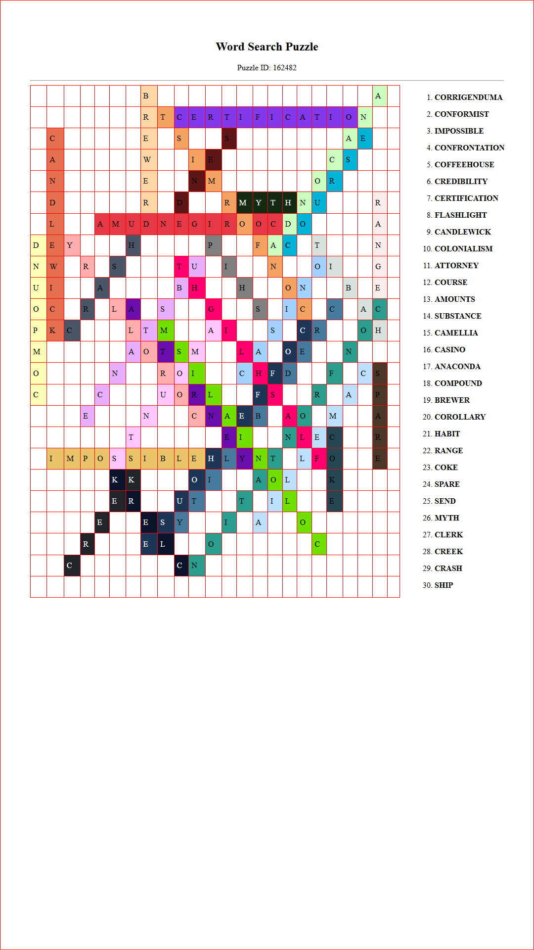 Solution of Printable word search puzzle for adults 87 (Puzzle id: 162482) Document