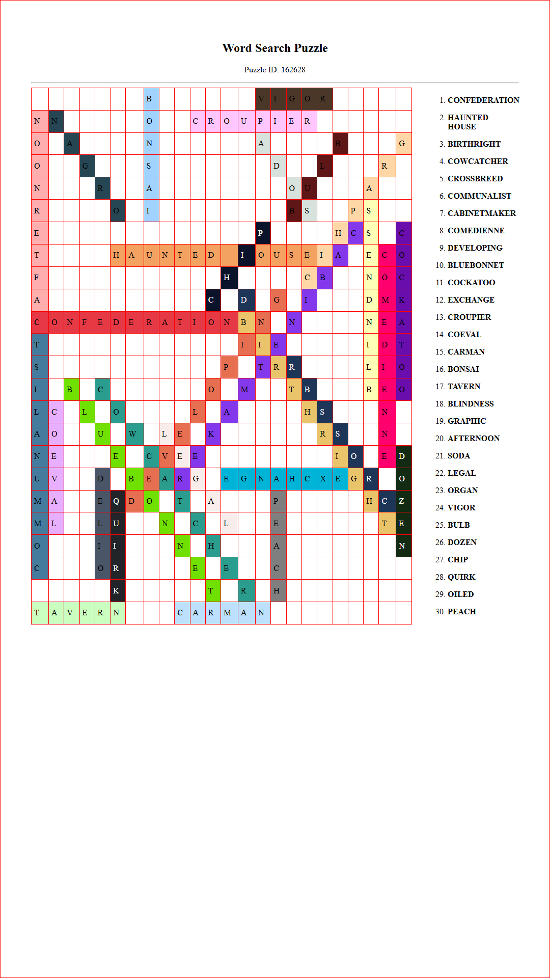 Solution of Printable word search puzzle for adults 2 (Puzzle id: 162628) Document