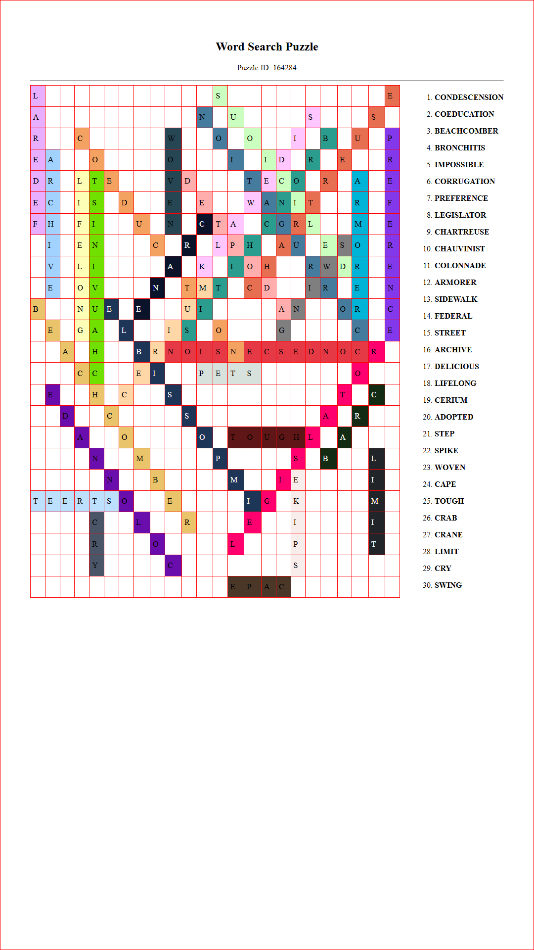 Solution of Printable word search puzzle for adults 58 (Puzzle id: 164284) Document