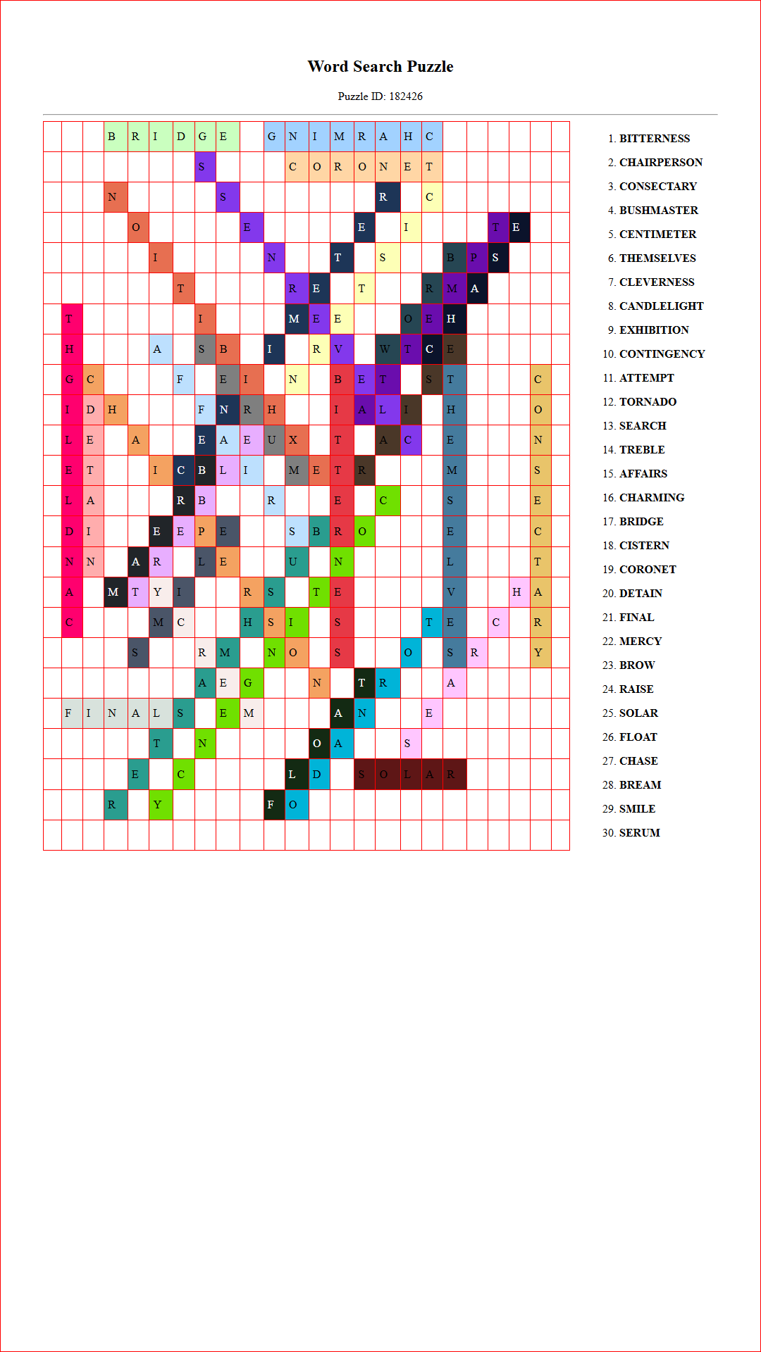 Solution of Printable word search puzzle for adults 329 (Puzzle id: 182426) Document