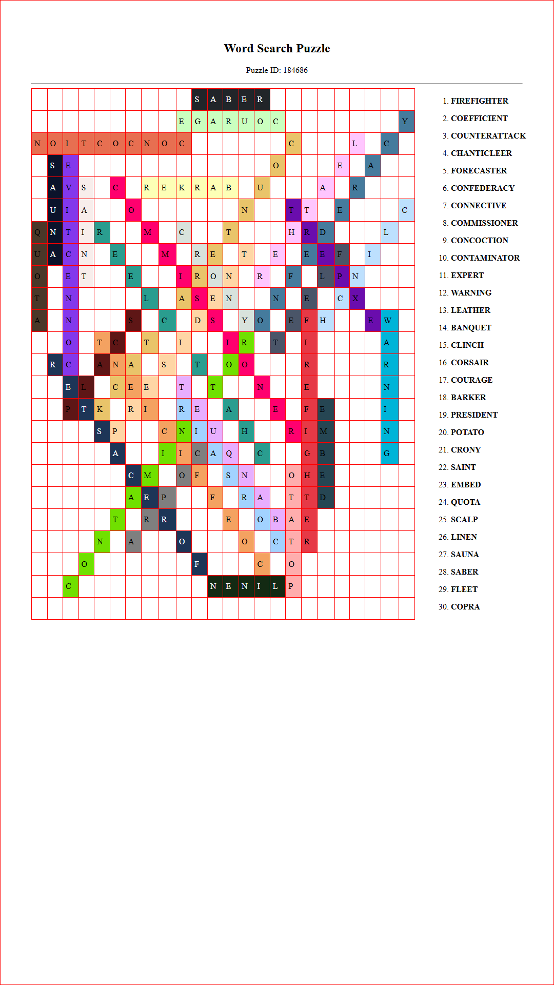Solution of Printable word search puzzle for adults 430 (Puzzle id: 184686) Document
