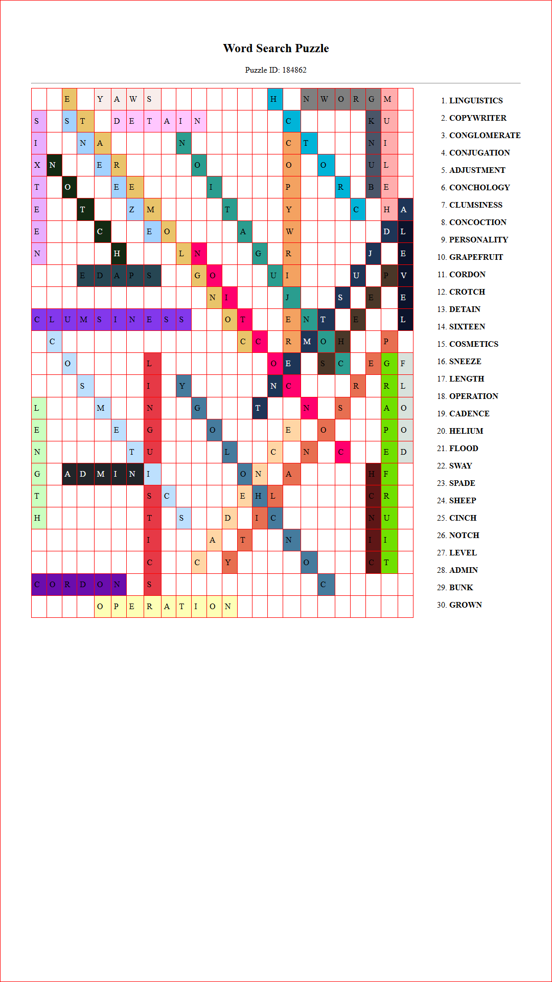 Solution of Printable word search puzzle for adults 162 (Puzzle id: 184862) Document
