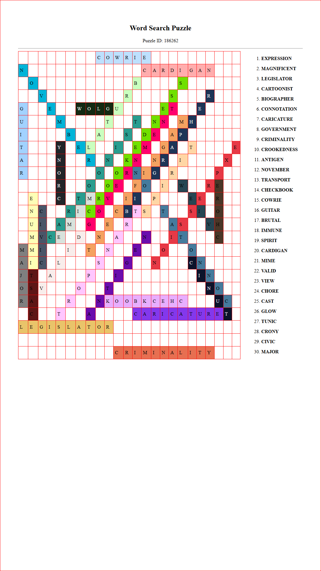 Solution of Printable word search puzzle for adults 300 (Puzzle id: 186262) Document