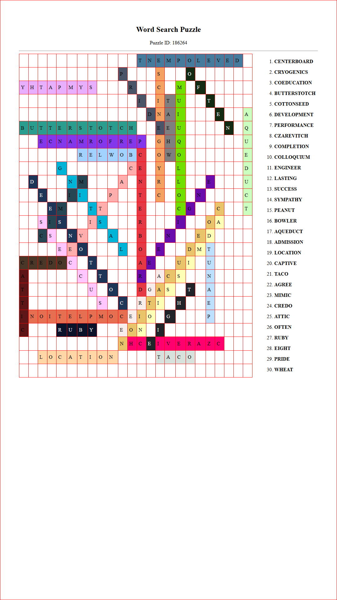 Solution of Printable word search puzzle for adults 449 (Puzzle id: 186264) Document