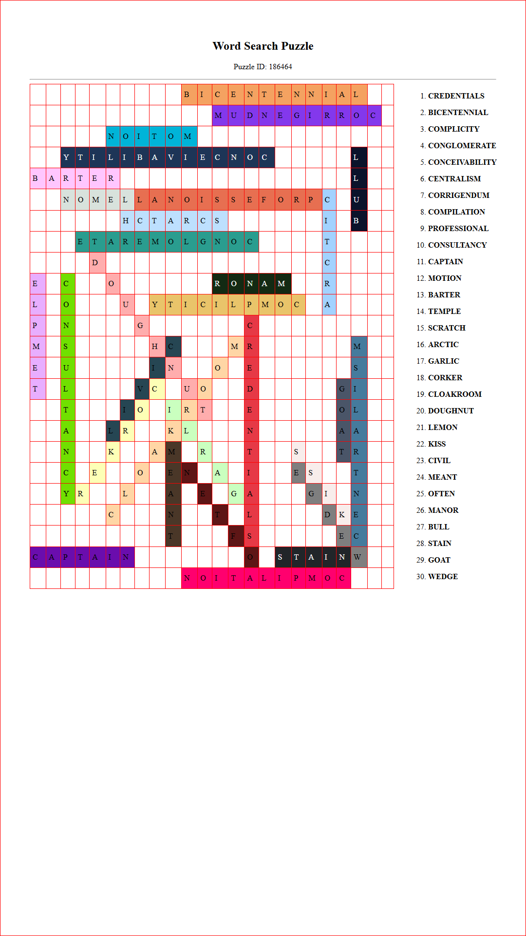 Solution of Printable word search puzzle for adults 274 (Puzzle id: 186464) Document