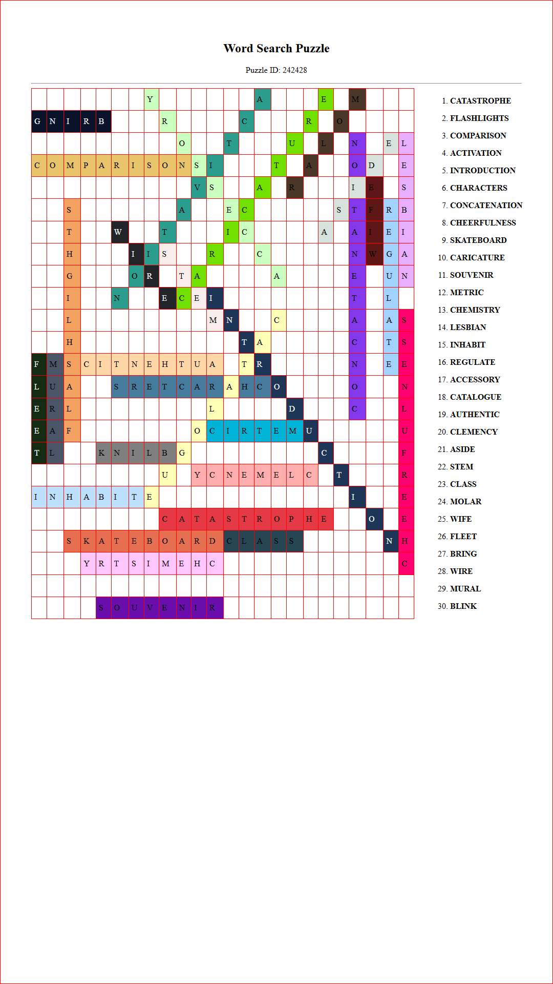 Solution of Printable word search puzzle for adults 458 (Puzzle id: 242428) Document
