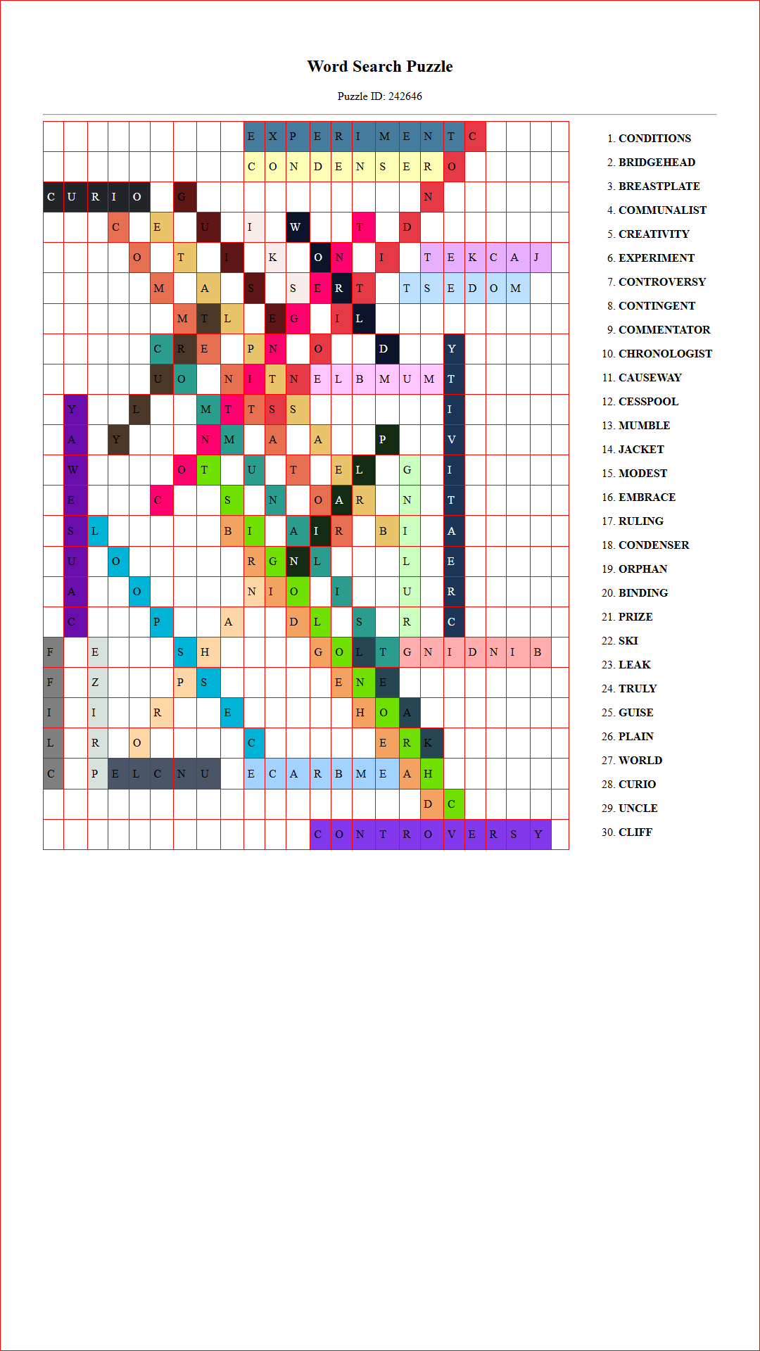 Solution of Printable word search puzzle for adults 175 (Puzzle id: 242646) Document