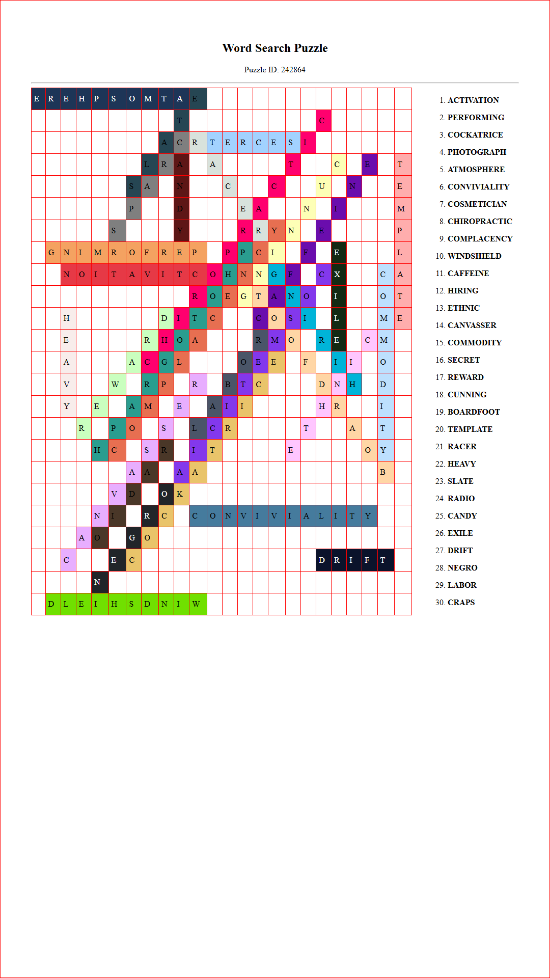 Solution of Printable word search puzzle for adults 190 (Puzzle id: 242864) Document
