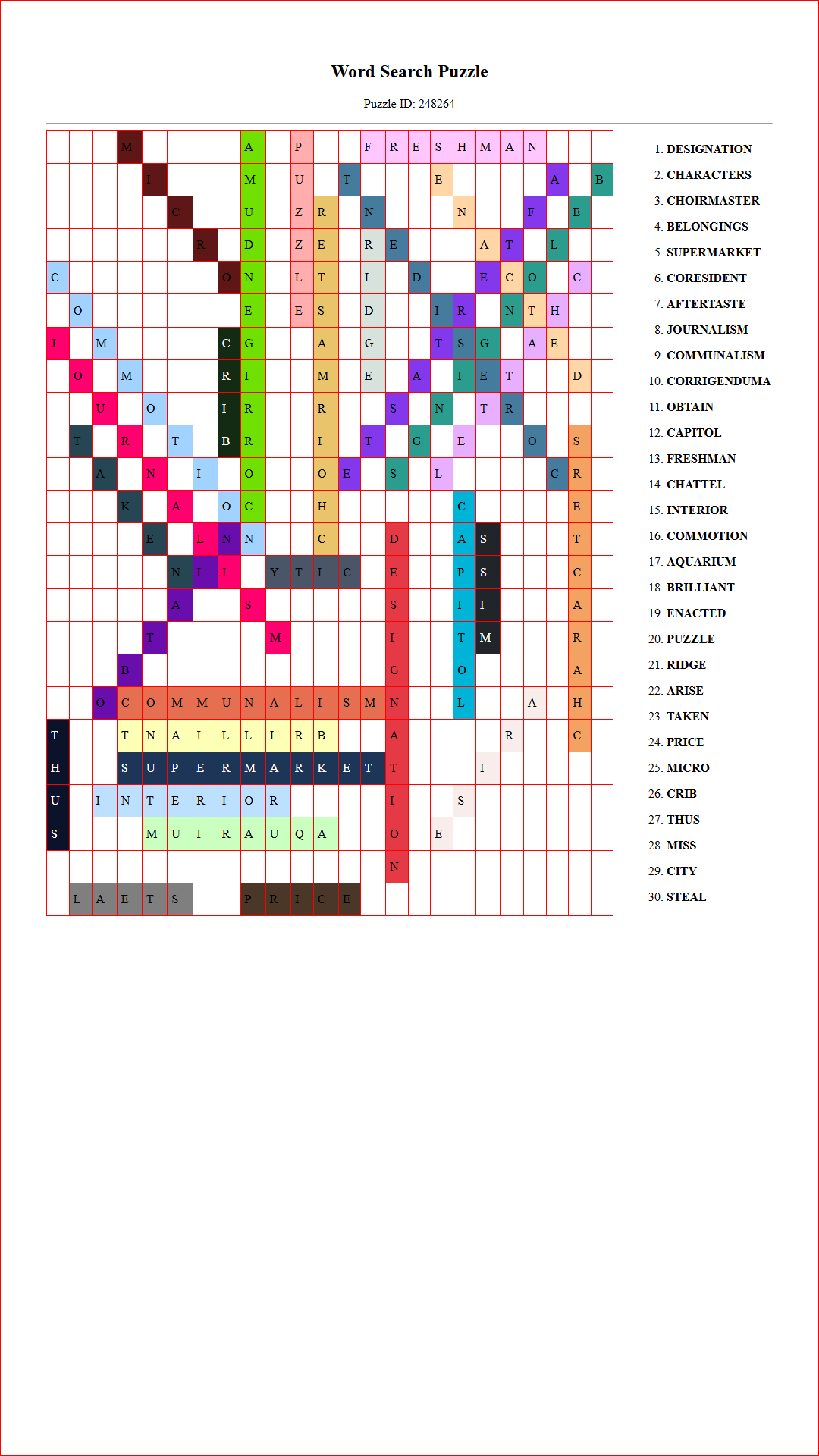 Solution of Printable word search puzzle for adults 372 (Puzzle id: 248264) Document