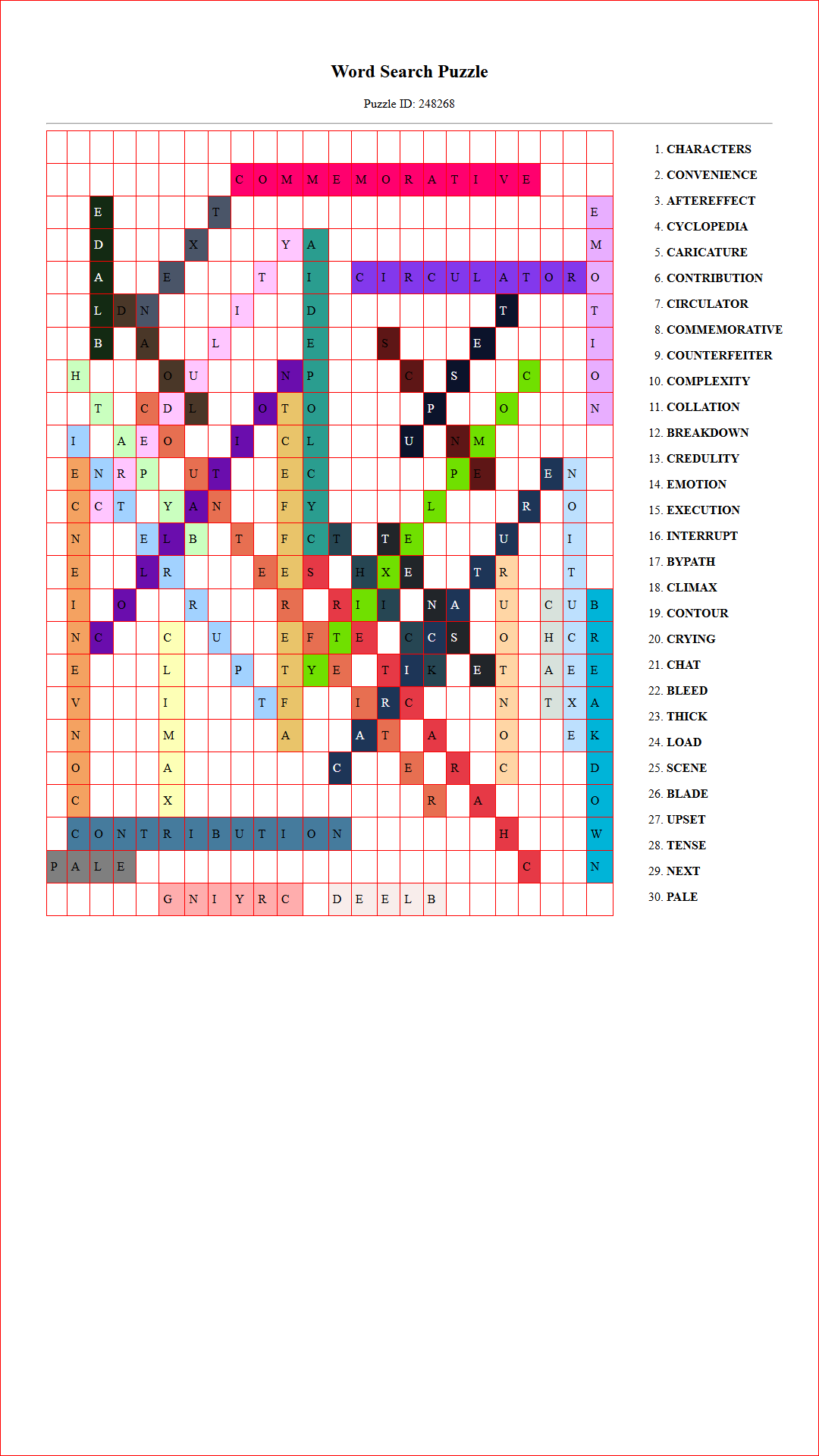 Solution of Printable word search puzzle for adults 357 (Puzzle id: 248268) Document