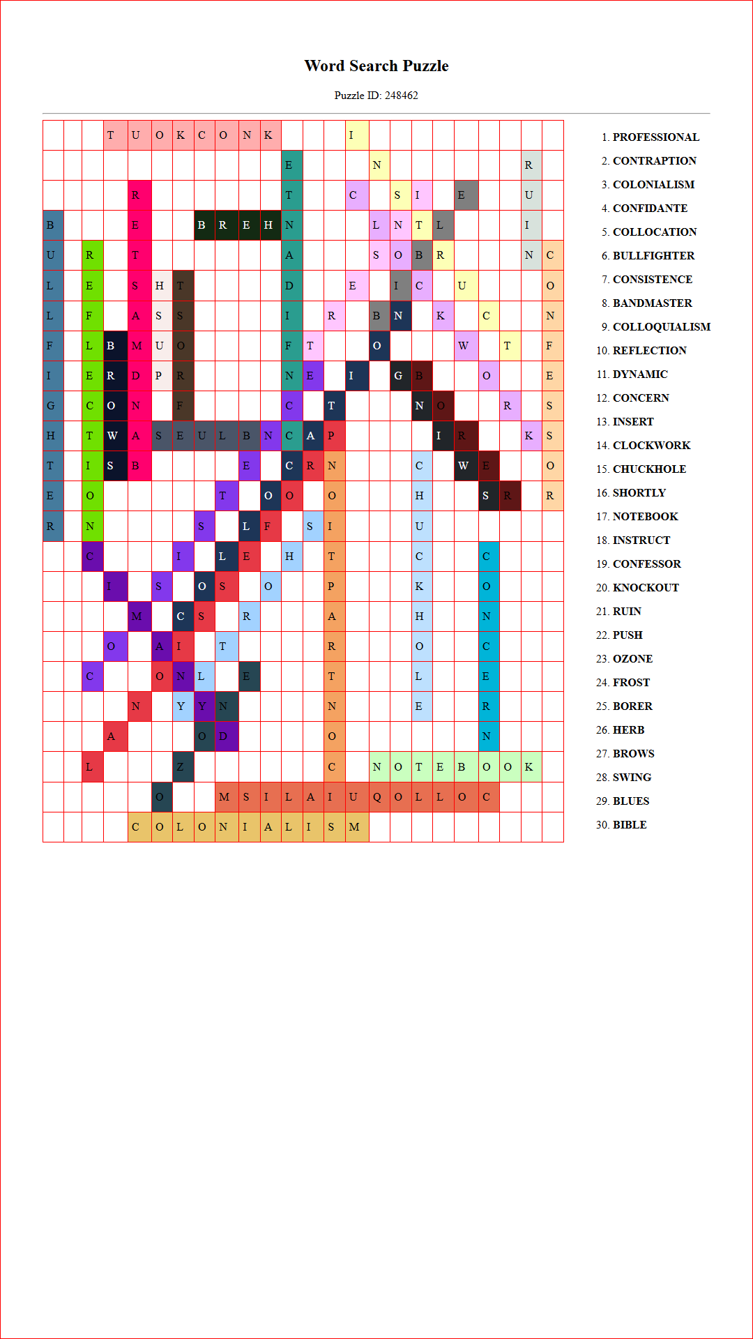 Solution of Printable word search puzzle for adults 421 (Puzzle id: 248462) Document