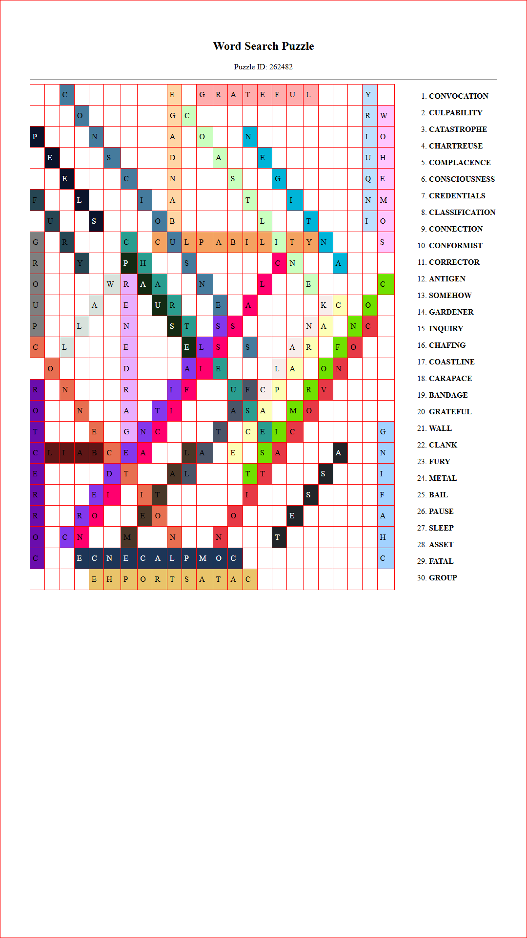 Solution of Printable word search puzzle for adults 420 (Puzzle id: 262482) Document