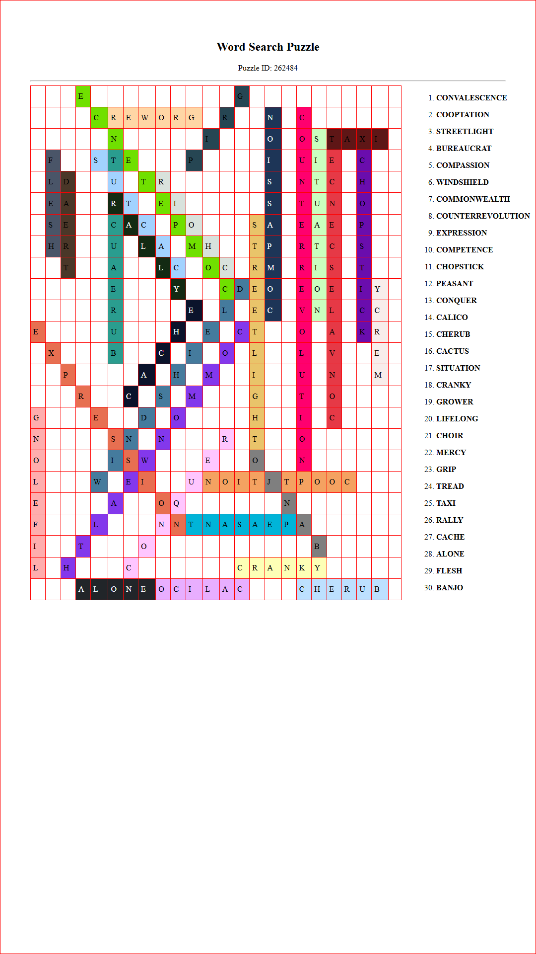 Solution of Printable word search puzzle for adults 165 (Puzzle id: 262484) Document