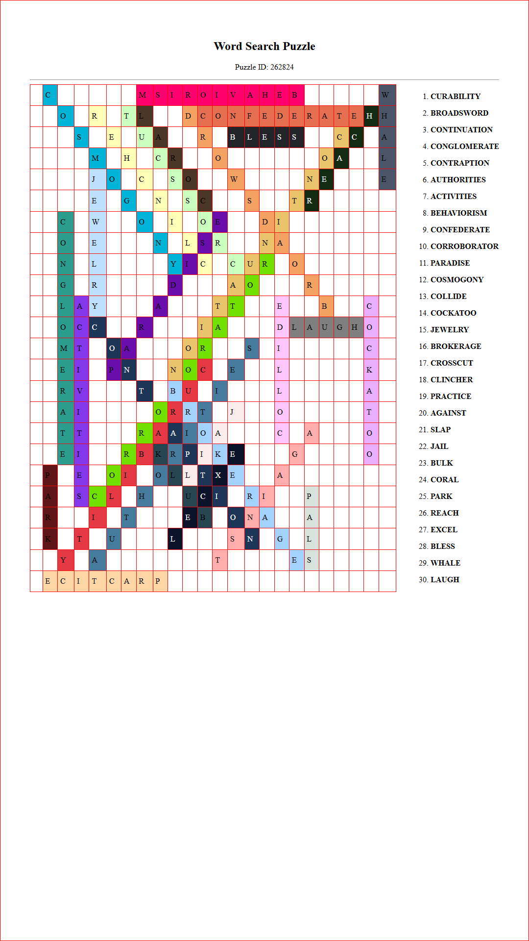 Solution of Printable word search puzzle for adults 166 (Puzzle id: 262824) Document