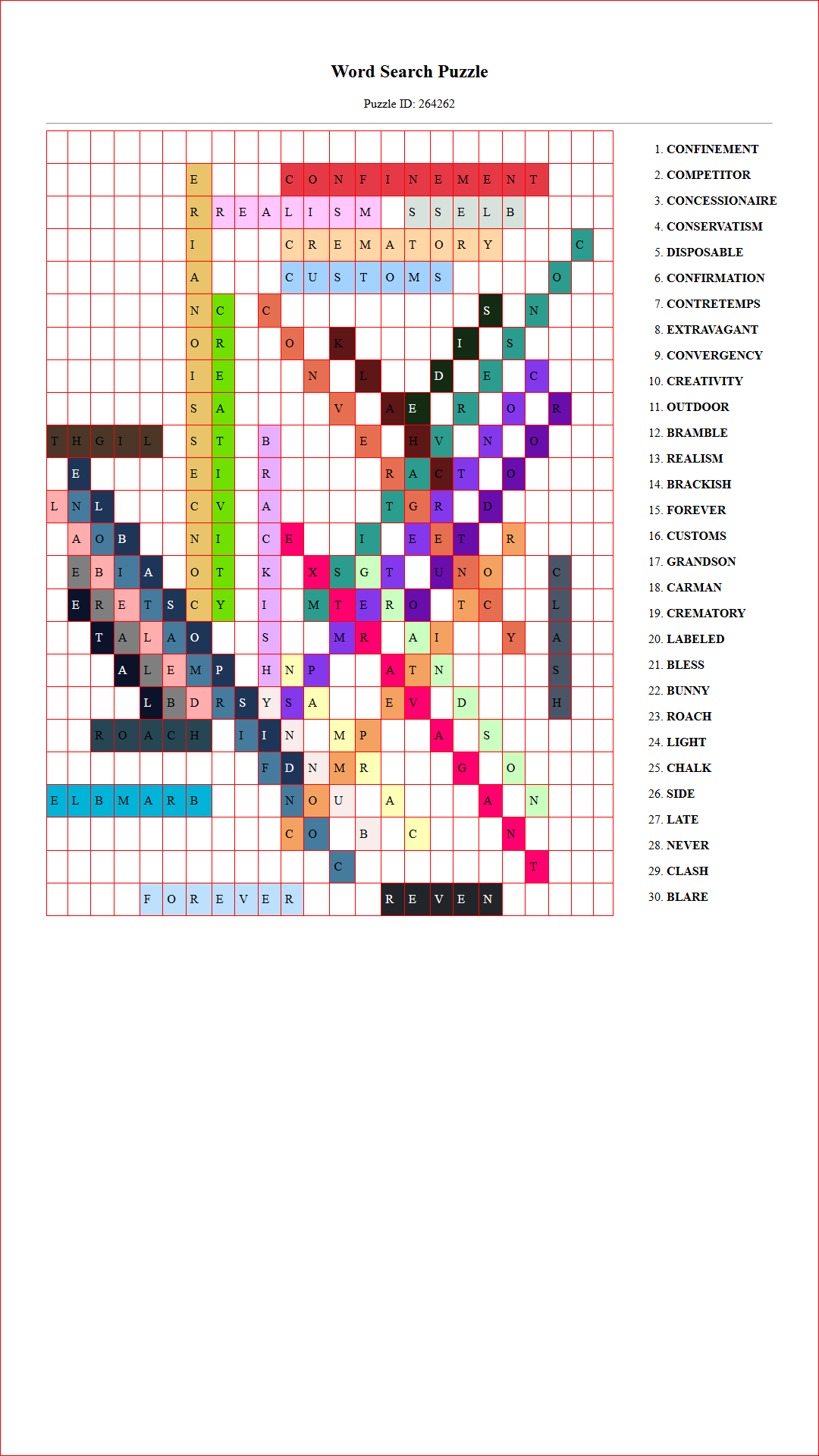 Solution of Printable word search puzzle for adults 431 (Puzzle id: 264262) Document