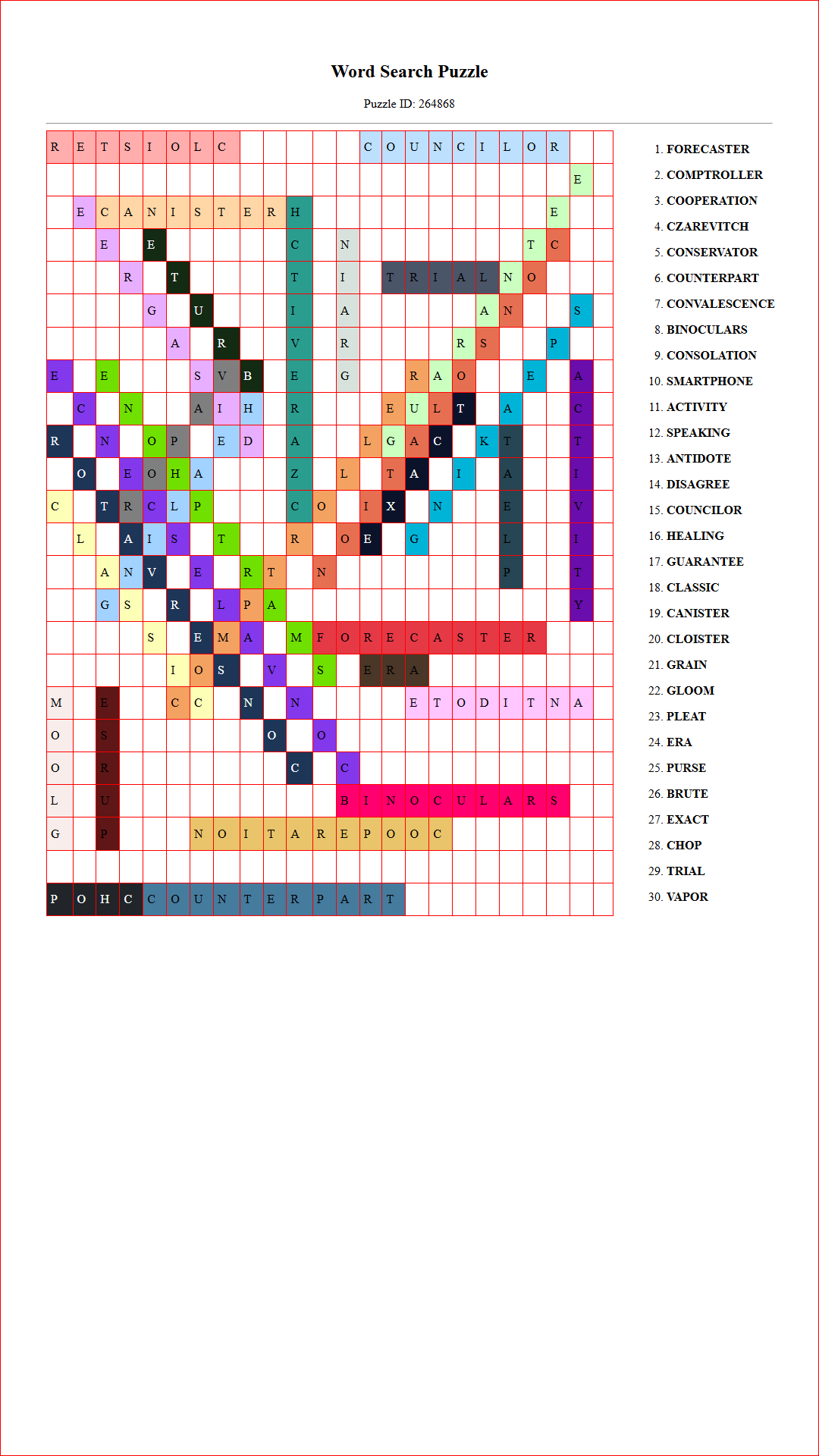 Solution of Printable word search puzzle for adults 496 (Puzzle id: 264868) Document