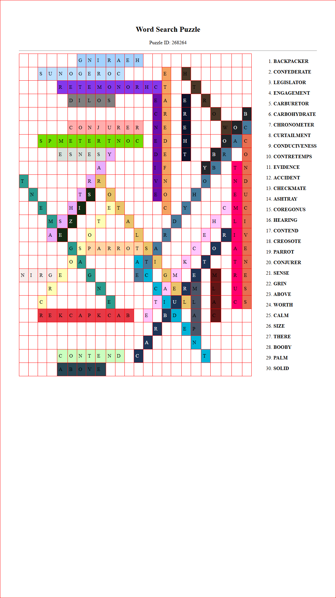 Solution of Printable word search puzzle for adults 154 (Puzzle id: 268264) Document