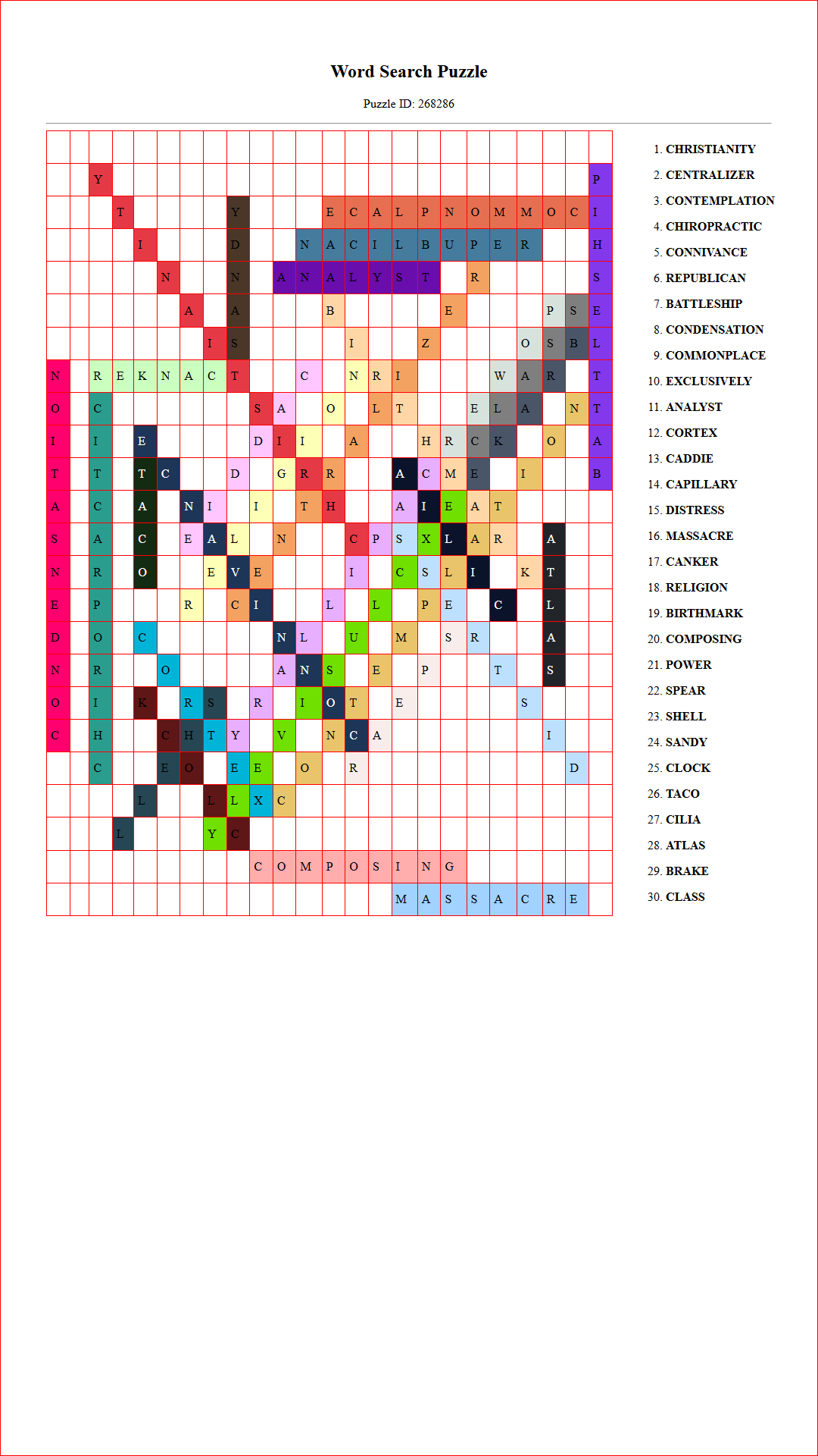 Solution of Printable word search puzzle for adults 469 (Puzzle id: 268286) Document